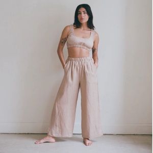 OZMA Tan Wide-Leg Pants